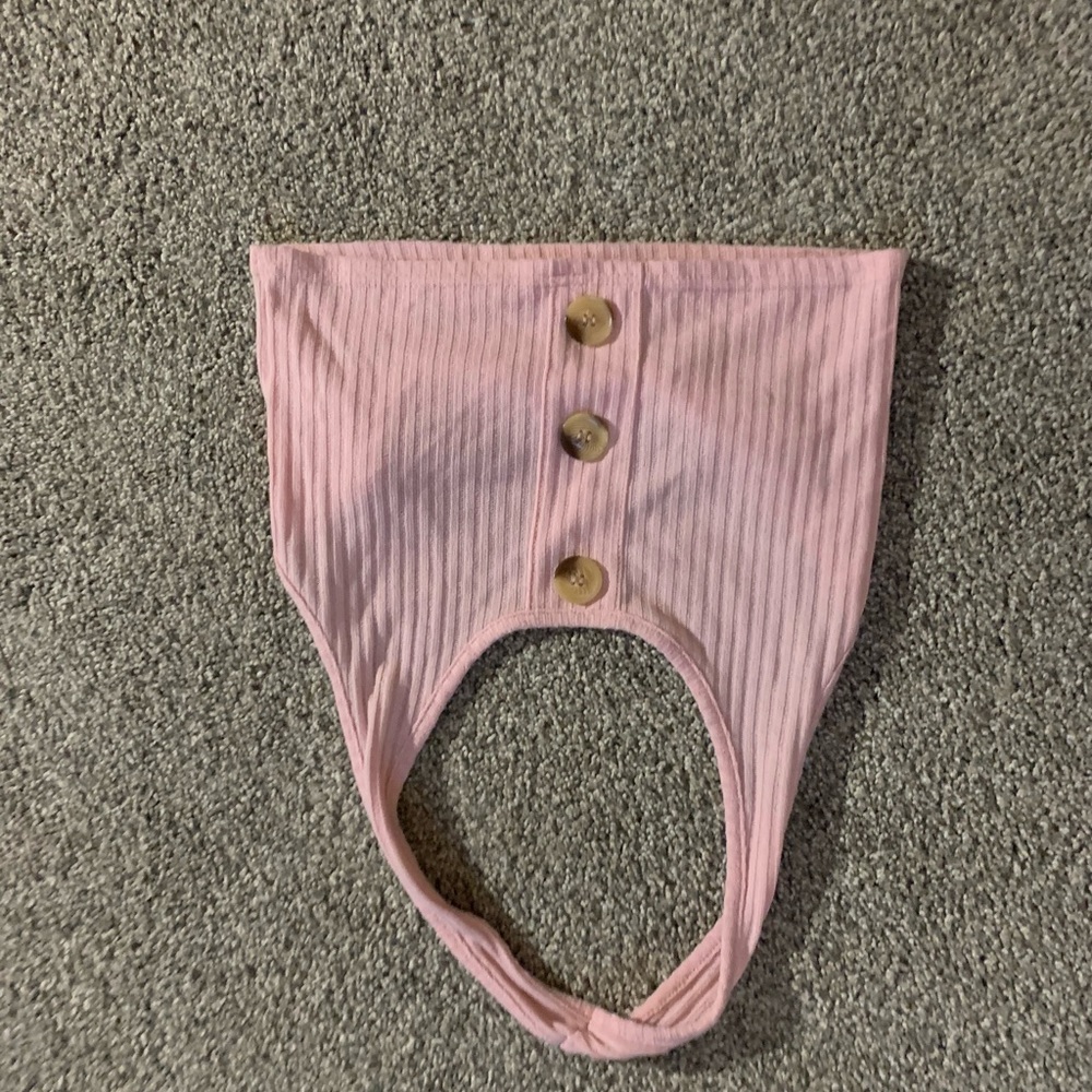 Halter ribbed button front crop top